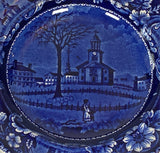 Historical Staffordshire Blue Soup Plate Pittsfield Elm Massachusetts