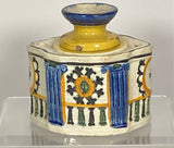 Staffordshire Pearlware Prattware Inkwell Quill Stand Scarce Form