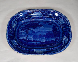 Historical Staffordshire Blue Small Platter Catskill Mountains Hudson River Scarce
