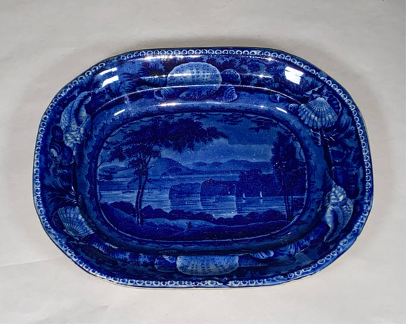 Historical Staffordshire Blue Small Platter Catskill Mountains Hudson River Scarce