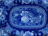 Historical Staffordshire Dark Blue Fruit And Floral Mellon Platter