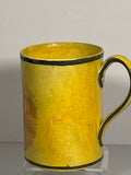 Staffordshire Canary Mug With Farmyard Rust Color Transfer Pigs