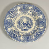 Historical Staffordshire Blue Plate Texian Campaign Cannon Scene