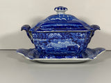 Historical Staffordshire Landing of Lafayette Gravy Tureen and Tray