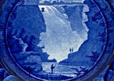 Historical Staffordshire Dark Blue Plate Falls Of Montmorenci Quebec CAB