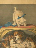 Original Currier Ives Print Mischievous Little Kittie