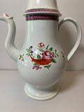 Staffordshire Pearlware Coffee Pot With Floral Rose