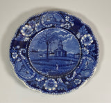 Historical Staffordshire Blue Plate Winter View of Pittsfield Massachusetts