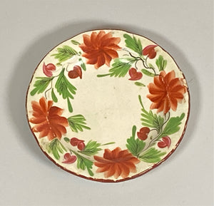 Staffordshire Pearlware Cup Plate With Enamal Floral Designs