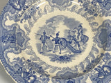 Historical Staffordshire Blue Plate Texian Campaign Cannon Scene