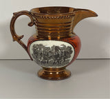 Historical Staffordshire Lafayette Surrender Cornwallis  Luster Creamer Red