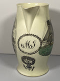 Staffordshire Creamware Liverpool Pitcher Polychrome U.S. Ship Nabby Washington Memorial with Chain of States