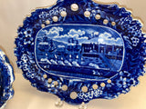 Historical Staffordshire Landing Of Lafayette Pierced Basket And Tray 1825