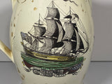 Staffordshire Creamware Liverpool Pitcher Polychrome U.S. Ship Proscribed Patriots