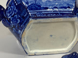 Historical Staffordshire Blue Sugar Bowl Eagle Over Panel CB