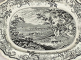 Historical Staffordshire Black Transfer Platter Newburgh Hudson River