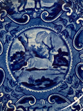Staffordshire Blue Transfer Quadruped Plate with Antelope CB