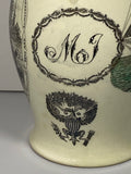 Staffordshire Creamware Liverpool Pitcher Polychrome U.S. Ship Nabby Washington Memorial with Chain of States