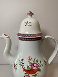 Staffordshire Pearlware Coffee Pot With Floral Rose