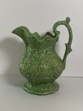Staffordshire Green Glaze Large Molded Pitcher