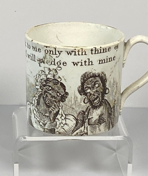 Staffordshire Pearlware Brown Transfer Children’s Mug Drink to Me BB#132