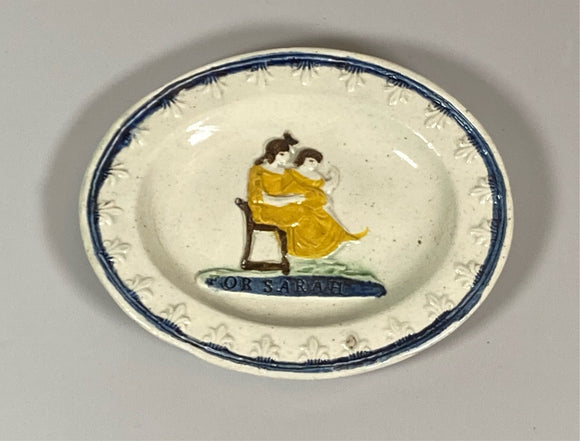 Staffordshire Pearlware Blue Edge Leeds Toy Platter Molded Sarah