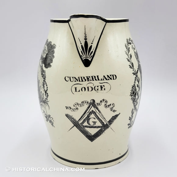 Pearlware Liverpool Masonic Jug Pitcher Cumberland Lodge ZAM-282