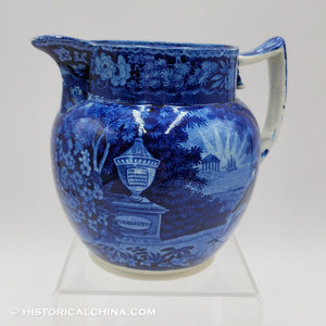 Lafayette at Washington's Tomb Pitcher Historical Blue Staffordshire ZAM-252