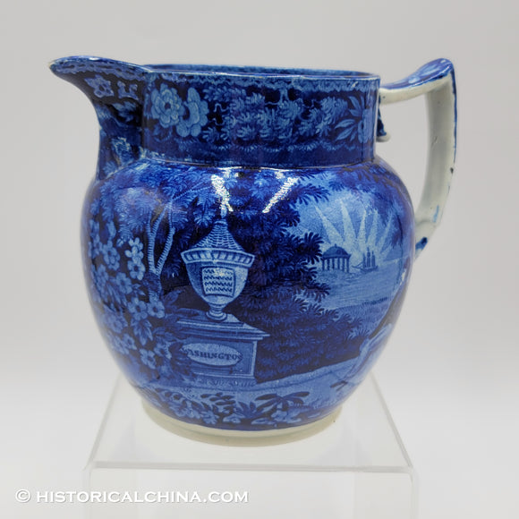 Lafayette at Washington's Tomb Pitcher Historical Blue Staffordshire ZAM-252