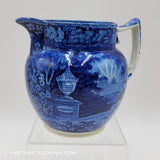 Lafayette at Washington's Tomb Pitcher Historical Blue Staffordshire ZAM-252