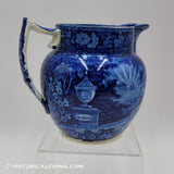 Lafayette at Washington's Tomb Pitcher Historical Blue Staffordshire ZAM-252