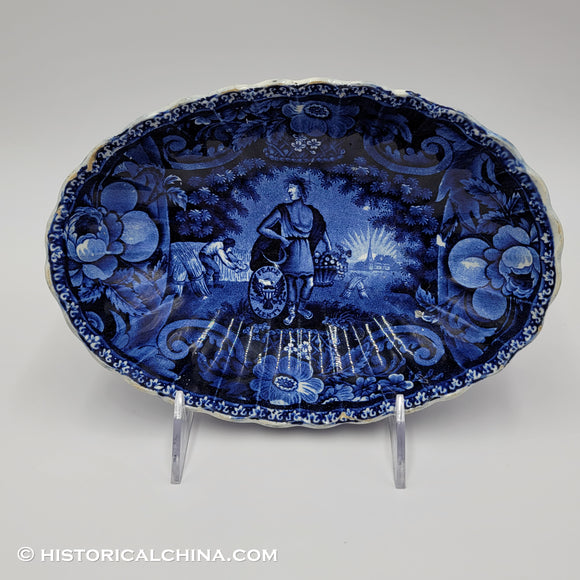 Peace & Plenty Serving Dish Historical Blue Staffordshire ZAM-489