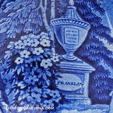 Lafayette at Franklin's Tomb Cup & Saucer Historical Blue Staffordshire ZAM-97&98