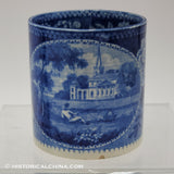 Virginia Church Childs Mug Cup & Saucer Historical Blue Staffordshire ZAM-88