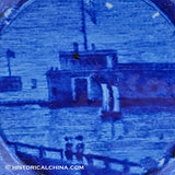 Castle Garden Battery New York Trefoil Border Cup Plate Historical Blue Staffordshire ZAM-142