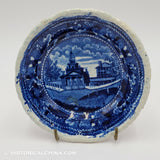 Octagon Church Boston Cup Plate White Rim Historical Blue Staffordshire ZAM-116