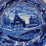 Octagon Church Boston Cup Plate White Rim Historical Blue Staffordshire ZAM-116