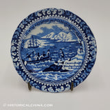 Landing of the Fathers At Plymouth Cup Plate Historical Blue Staffordshire ZAM-157