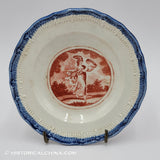 America Red Transfer "America" or "Libery" Cup Plate Historical Blue Staffordshire ZAM-130