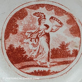 America Red Transfer "America" or "Libery" Cup Plate Historical Blue Staffordshire ZAM-130