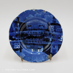 Winter View Pittsfield Elm Mass Cup Plate Church Historical Blue Staffordshire ZAM-150
