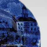 Winter View Pittsfield Elm Mass Cup Plate Church Historical Blue Staffordshire ZAM-150