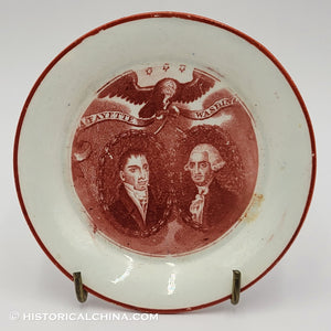 Washington & Lafayette Cup Plate Rust Transfer Historical Staffordshire ZAM-125
