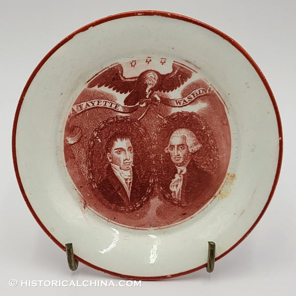 Washington & Lafayette Cup Plate Rust Transfer Historical Staffordshire ZAM-125