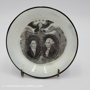Washington & Lafayette Cup Plate Black Transfer Historical Staffordshire ZAM-126
