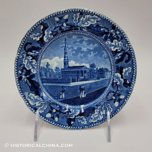 St Pauls Church Chapel New York 6 3/8" Plate Historical Blue Staffordshire ZAM-371