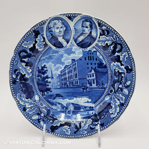 2 Medallion Erie Canal U.S. City Hotel Historical Blue Staffordshire ZAM-298