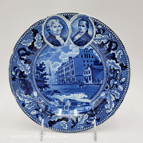 2 Medallion Erie Canal U.S. City Hotel Historical Blue Staffordshire ZAM-298
