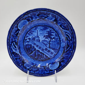 Baltimore & Ohio Railroad on the Incline 9 1/4" Plate Historical Blue Staffordshire ZAM-364