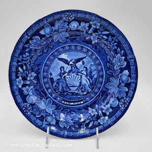Arms of New York State 10" Plate Historical Blue Staffordshire ZAM-337